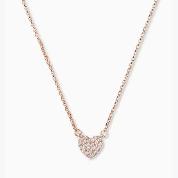 Yours Truly Pave Heart Mini Pendant Necklace rose gold - Picture 1 of 3